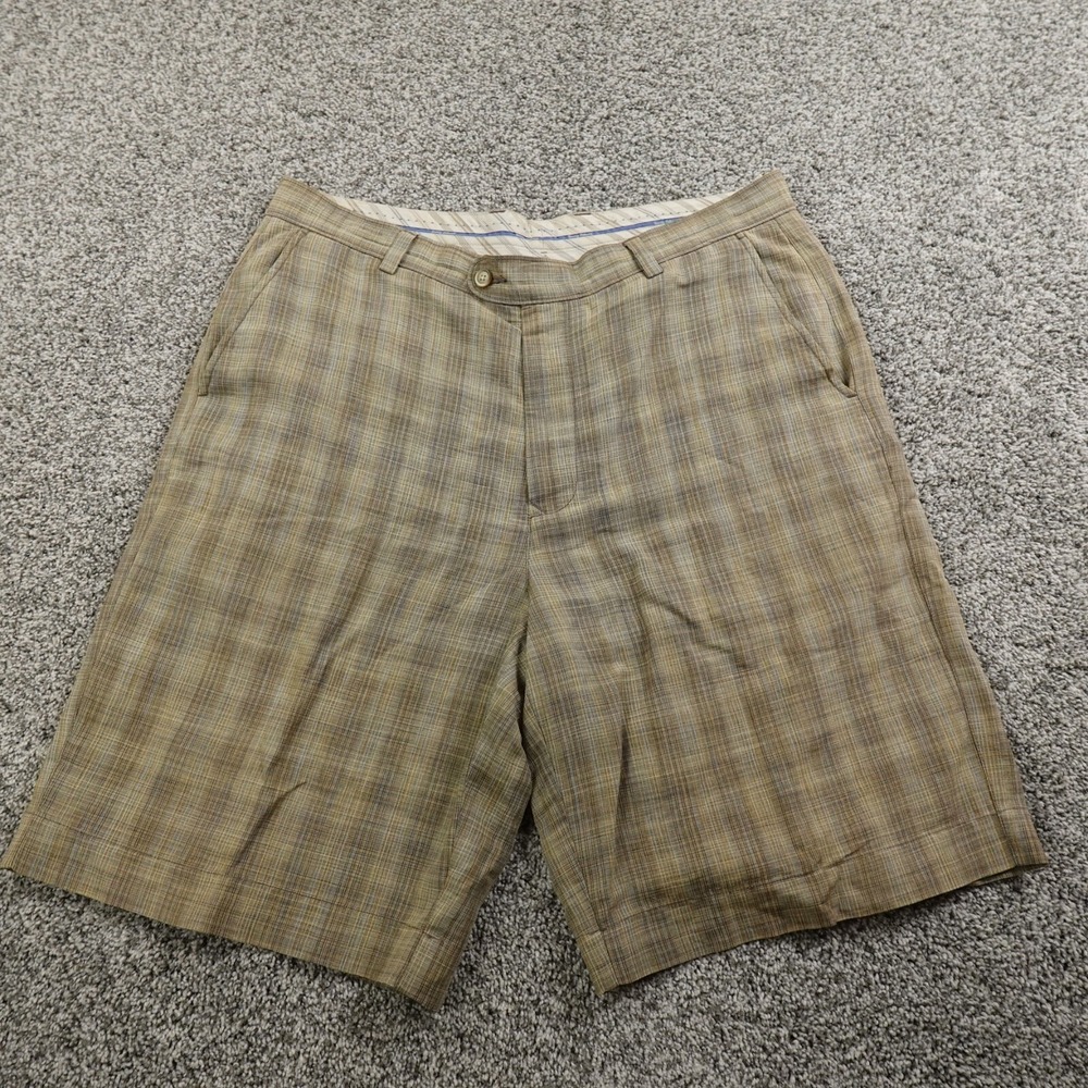 Tommy Bahama Shorts Mens 36 Brown Linen Silk Chino Golf Flat Front Beach Casual‎